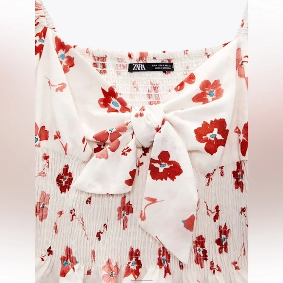 Zara Floral Blouse with Puff Sleeves Size Medium - Picture 8 of 16